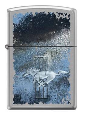 Zp-0000 Zippo Mustang Distressed Paint Style Brushed Chrome Lighter Rare Free Us Ship