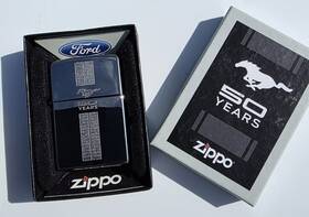 Zp-324840 Zippo Mustang 50 Years Chrome With Brushed Stripes Lighter Fast And Free Shipping