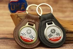 Rare Vintage 1970S Yamaha Racing Flags Leather Car Key Chain Ring Fob Nos. Fixed Price $19.99.