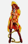 Babe Sticker Redhead Firefighter With Hose Pinup Girl By Lethal Threat. Fixed Price $5.99.