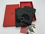 Ferrari Black Leather Fingerless Driving Gloves Official Merchandise Size. Fixed Price $365.00.