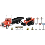 New Ray Toys SS-34023A 1:32 Peterbilt Flatbed Truck With Kubota Track Loader. Fixed Price $55.89.