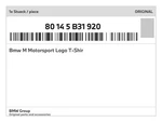 Genuine Bmw Motorsport Logo T-shir 80-14-5-B31-920 New. Fixed Price $33.74.