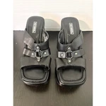 Harley-davidson Women Black Leather Platform Wedge Slide Sandals Sz 8 Moto Y2K. Fixed Price $45.88.