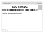 Genuine Bmw Motorsport Track Hose 80-14-5-B31-8D6 New. Fixed Price $72.93.