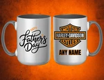Personalized Father's Day Harley Davidson Gift 15OZ Coffee Mug. Fixed Price $16.99.