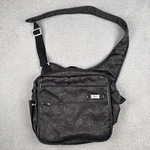 Ogio Ladies Road Trip Tablet Messenger Crossbody Bag Black Blue Flower Print. Fixed Price $25.00.