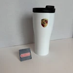 Porsche Thermo Mug Travel Coffee Tumbler W/ Lid White Official 3D Emblem Crest. Fixed Price $64.99.
