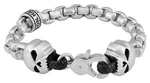 Harley-davidson Men's Steel Rolo Chain Double Skull Metal Bracelet Silver. Fixed Price $99.95.