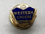 25 Year Western Union Service Small Lapel Pin Screw Back 1/10 10K Gf. Fixed Price $12.50.