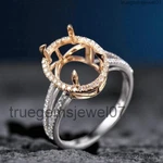 Two-tone Diamond Oval Halo Mount For 12X9MM Stone Split Shank Setting ,ring. Fixed Price $88.40.
