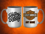 Personalized Happy Birthday Harley Davidson Gift 15OZ Coffee Mug. Fixed Price $16.99.