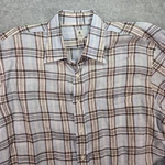 Aster 1973 Button Down Shirt Mens Xl Blue Brown Plaid 100% Linen Made Italy. Fixed Price $24.99.