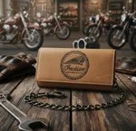 Indian Motorcycle Genuine Leather Trifold Rfid Blocking Biker Wallet With Chain. Fixed Price $42.75.