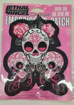 New Lethal Threat Pink Sugar Skulls Embroidered Patch 7"X5.25" LT30111. Fixed Price $10.95.