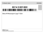 Genuine Bmw Motorsport Logo T-shir 80-14-5-B31-8E0 New. Fixed Price $49.98.