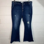 Kancan Sage High Rise Button Fly Flare Jeans Dark Blue Wash 22W Plus Size. Fixed Price $24.99.