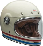 Bell Bullitt Retro Motorcycle Helmet Stripes Pearl White/ox Blood Red/blue Large. Fixed Price $395.95.