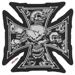 New Lethal Threat Gray Skull Iron Cross Embroidered Patch 11"X11" LT30029. Fixed Price $29.95.