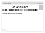 Genuine Bmw Motorsport Statement 80-14-5-B31-8F0 New. Fixed Price $41.33.