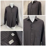 Aster Shirt 16.5 34 Brown Gray Stripe Cotton Made In Italy Euc Ygi P1-390. Fixed Price $24.99.
