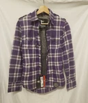 Speed & Strength Smokin' Ace Moto Shirt Flannel Women Small Purple Plaid Zip Up. Fixed Price $39.49.