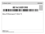 Genuine Bmw Motorsport T-shirt C 80-14-5-B31-910 New. Fixed Price $42.18.