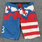 Fox Racing Board Shorts 28 Mens Red White Blue Americana Camo Swim Trunk 21". Fixed Price $20.00.