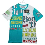 Born Fly Graphic Tee Mens Large Turquoise White Streetwear Split Panel Shirt Nwt. Fixed Price $23.95.