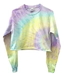 Ethereal Pastel Tie Dye Cropped Long Sleeve Unisex Tee. Fixed Price $19.00.