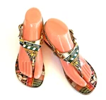 Icon Tropez Wearable Art Slingback Leather Sandals T-strap Buckle Flat Sz 6 M. Fixed Price $29.99.