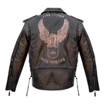 Mens Retro Brown Leather Motorcycle Jacket Embossed Eagle Concealed Carry. Fixed Price $213.60.