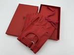 Ferrari Red Leather Fingerless Driving Gloves Official Merchandise Size. Fixed Price $365.00.
