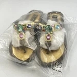 Grandco Sandals Smooth V-thong Bling Brown Size 8 Colorful Jeweled Flip Flops. Fixed Price $27.98.