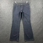 Harley Davidson Bootcut Jeans Women 8 Blue Dark Wash Flap Pockets Embellished. Fixed Price $13.99.