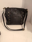 Great American Leatherworks Black Croc Embossed Studded Crossbody Bag Y2K. Fixed Price $34.83.