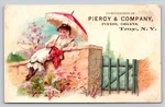 Piercy & Company Pianos Organs Woman Wall Parasol Umbrella Troy New York P836. Fixed Price $11.28.