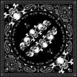 Zan Headgear Bandanna Black Skull Row B140 100% Cotton 22"X22". Fixed Price $7.50.