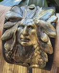 Handmade Brown Leather Cuff Native American Indian Headdress Snap Large Metal. Fixed Price $45.00.