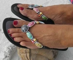 Grandco Sandals Dressy Smooth V-thong Bling Black Frosted Jeweled Flip Flops. Fixed Price $39.99.