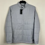 New Travis Mathew Interlude Puffer Jacket Men Medium Heather Sleet Grey Full Zip. Fixed Price $89.96.