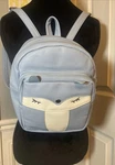 Fox Face Design Faux Leather Backpack Light Blue & White Adjustable Straps. Fixed Price $22.99.