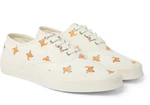 Rare Maison Kitsun Canvas Shoes Mens Size 12.5 All Over Print Fox Head Lace Up. Fixed Price $49.95.