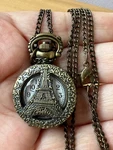 Vintage Arch De Triumph Pocket Watch Pendant Long Chain Necklace Bronze Color. Fixed Price $129.00.