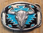 Vintage Belt Buckle 1993 Pewter Cow Skull Native American Indian Tribal Western. Fixed Price $24.99.