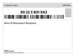 Genuine Bmw Motorsport Backpack 80-22-5-B31-9A3 New. Fixed Price $70.85.