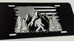Engraved Big Foot Sasquatch Us Flag Car Tag Diamond Etched Metal License Plate. Fixed Price $34.00.