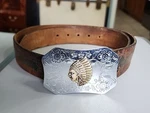 Vintage Men Leather Hand Tooled Belt & Indian Chief Buckle 49.5 Long Western. Fixed Price $17.77.