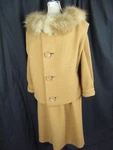 Neusteters Vtg 70SLUXURY Brown Wool Dress W/fox Fur Vest-bust 39/M. Fixed Price $119.98.