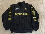 Unisex Adult Racing Black Jacket Embroidered Patches Cotton Padded Porsche M-2XL. Fixed Price $70.00.